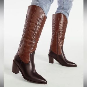 Brand new brown & tan knee high cowboy boots